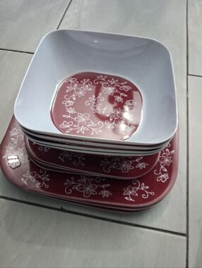 Floral Square Serving Bowls,Dinner Plates And Dessert Plates - Home Dining